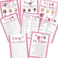75 Pink Who Knows Mommy Best, Baby Prediction and Advice Cards etc, 25 True Or False, Word Scramble For Baby Shower Ideas - 8 Double Sided Cards Baby Shower Games Funny, Baby Shower Party Supplies