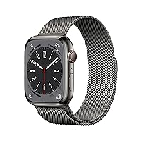 Apple Watch Series 8 [GPS + Cellular, 45mm] - Graphite Stainless Steel with Graphite Milanese Loop, One Size (Renewed)