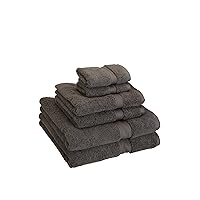 Egyptian Cotton Pile 6 Piece Towel Set, Includes 2 Bath, 2 Hand, 2 Face Towels/Washcloths, Ultra Soft Luxury Towels, Thick Plush Essentials, Guest Bath, Spa, Hotel Bathroom, Charcoal