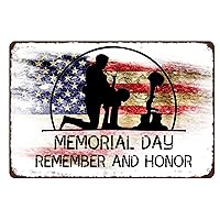 Memorial Day Metal Sign Memorial Day Remember and Honor Military Poster Decor Tin Sign Vintage for Plaque Poster Home Restaurant Bar Courtyard Cafe Wall Art Sign 8x12 Inch