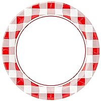 Unique Red Gingham Round Dessert Plates - 7
