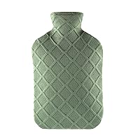 samply Hot Water Bottle with Soft Cover, 2L Hot Water Bag for Menstrual Cramps, Neck and Shoulder Pain Relief, Hot and Cold Therapies, Hand Feet Warmer, Green