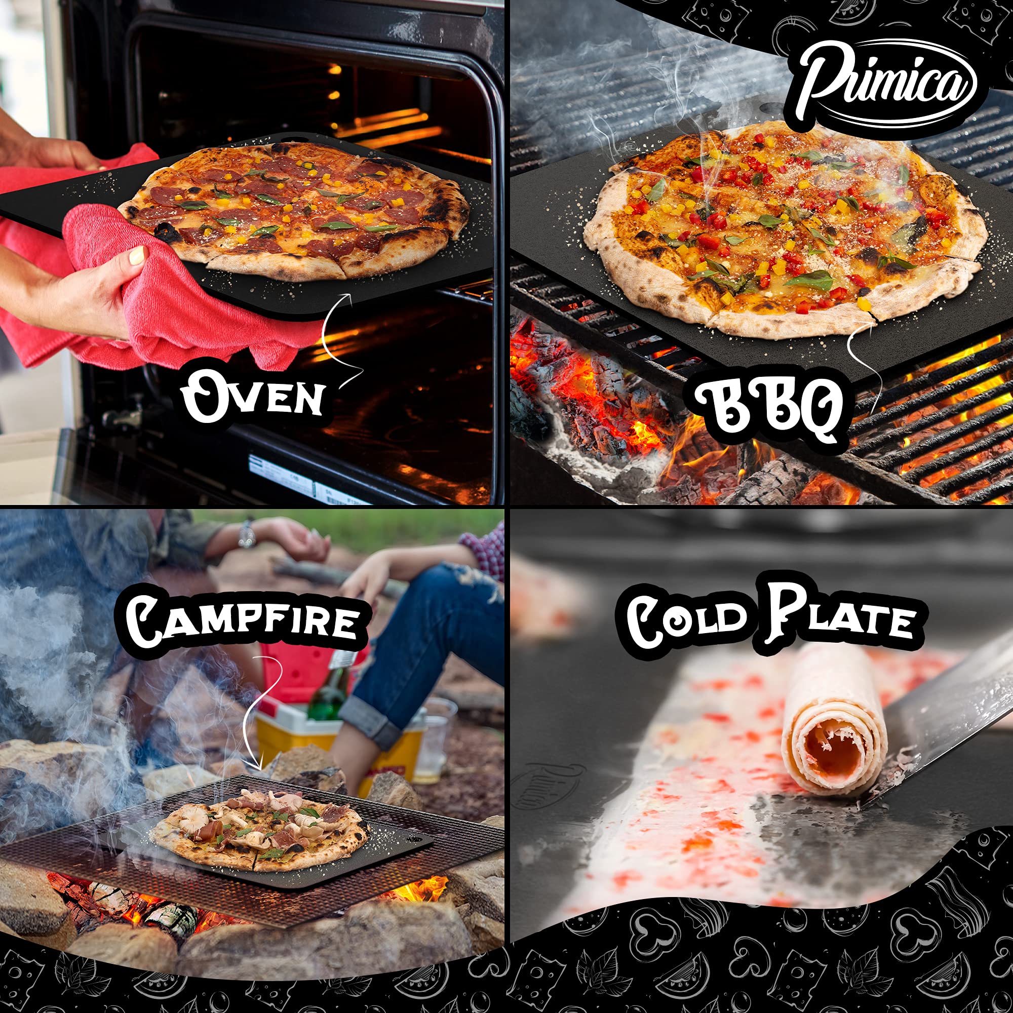 Primica Pizza Steel for Oven - 16” x 13.4” x ¼” Durable Steel as Alternative to Pizza Stone - High Quality Steel for BBQ Grill and Bakings