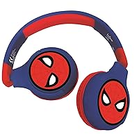 LEXIBOOK Spiderman 2-in-1 Bluetooth Headphones for Kids - Stereo Wireless Wired, Kids Safe for Boys Girls, Foldable, Adjustable, red/Blue, HPBT010SP