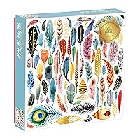 Galison Feathers 500 Piece Jigsaw Puzzle for Adults and Families, Bird Feather Foil Puzzle with 500 Pieces and Bird Feathers from Around The World