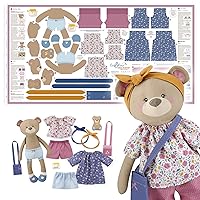 Doll Sewing Panel for Intermediate Skills ✦ with Video Instructions ✦ Cut & Sew Fabric Panel Doll with Clothes: 