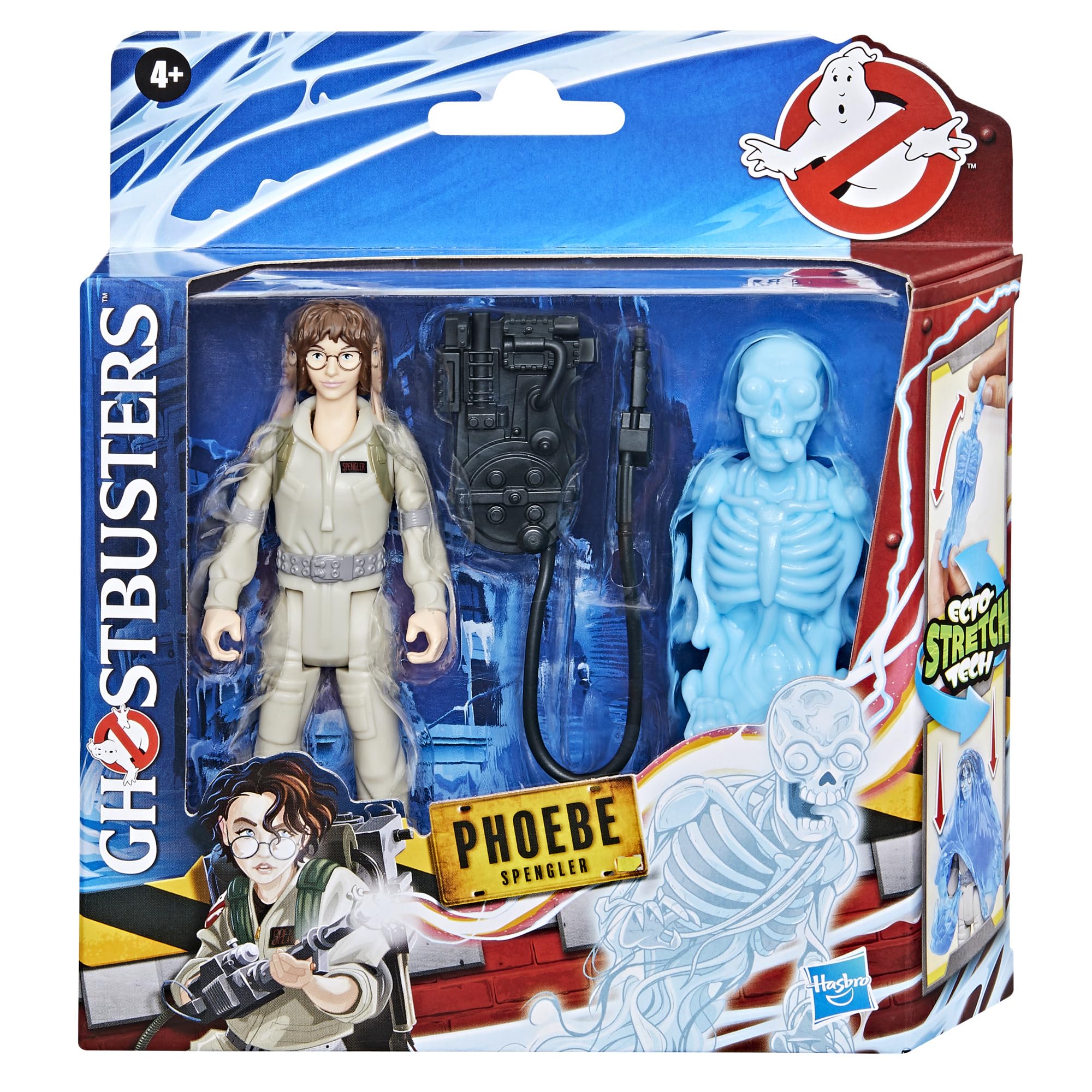 GHOSTBUSTERS Fright Features Phoebe Spengler Action Figure with Ecto-Stretch Tech Bonesy Ghost Toy Accessory, Toys for Kids Ages 4+