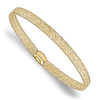 Italian Mesh Bangle Stretch Bracelet in 14K Yellow Gold