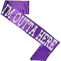 Funny Divorce Party Sash - Premium Quality Purple I’m Outta Here! Satin Sash - Retirement, Goodbye, Going Away or Graduation Party Supplies & Decorations - Purple Sash(OutHere) Pur