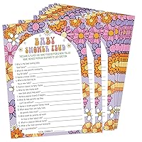 Baby Shower Games - Baby Shower Feud Game for 30 Guests with Game Cards, Gender Reveal Game, Retro Floral Baby Shower Supplies (05)