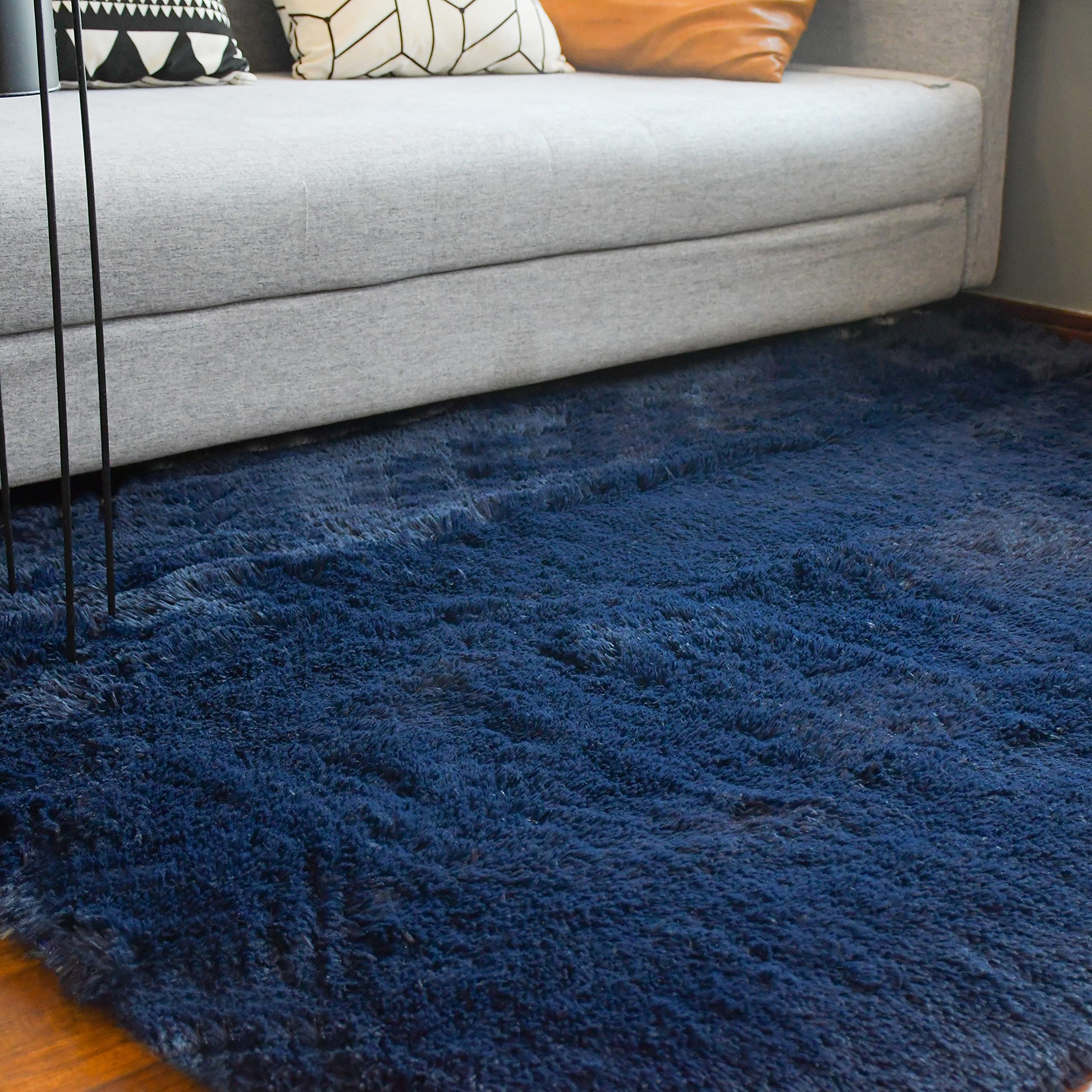5X8 Navy Blue Area Rugs for Living Room Super Soft Floor Fluffy Carpet Natural Comfy Thick Fur Mat Princess Girls Room Rug