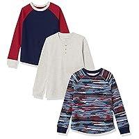 Amazon Essentials Boys and Toddlers' Long-Sleeve Knit Thermal T-Shirt, Pack of 3