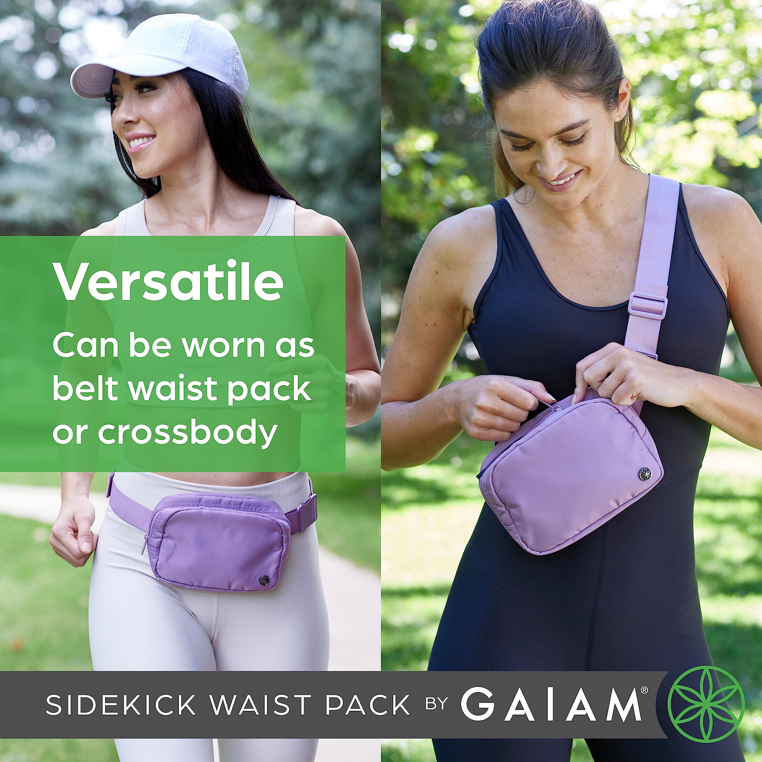 Gaiam Sidekick Waist Pack - Storage Belt Bag for Women And Men - Adjustable Belt With Lightweight Pouch For The Gym & Studio
