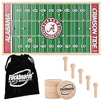 2 in 1 Officially Licensed Alabama Party Game and Sports Decor - Family Friendly 2 Player Indoor Outdoor Handcrafted Wooden Tabletop Football for Tailgating Fun