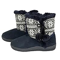 Faux Suede Fleece Lined Snowflake Kids Winter Snow Shearling Boots