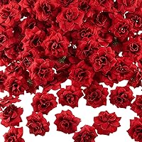 Syhood 100 Pieces Artificial Roses Head Fake Silk Rose Head DIY Fake Roses Heads for Wedding Flower Wall DIY Crafts Bouquet Decoration(Dark Red)