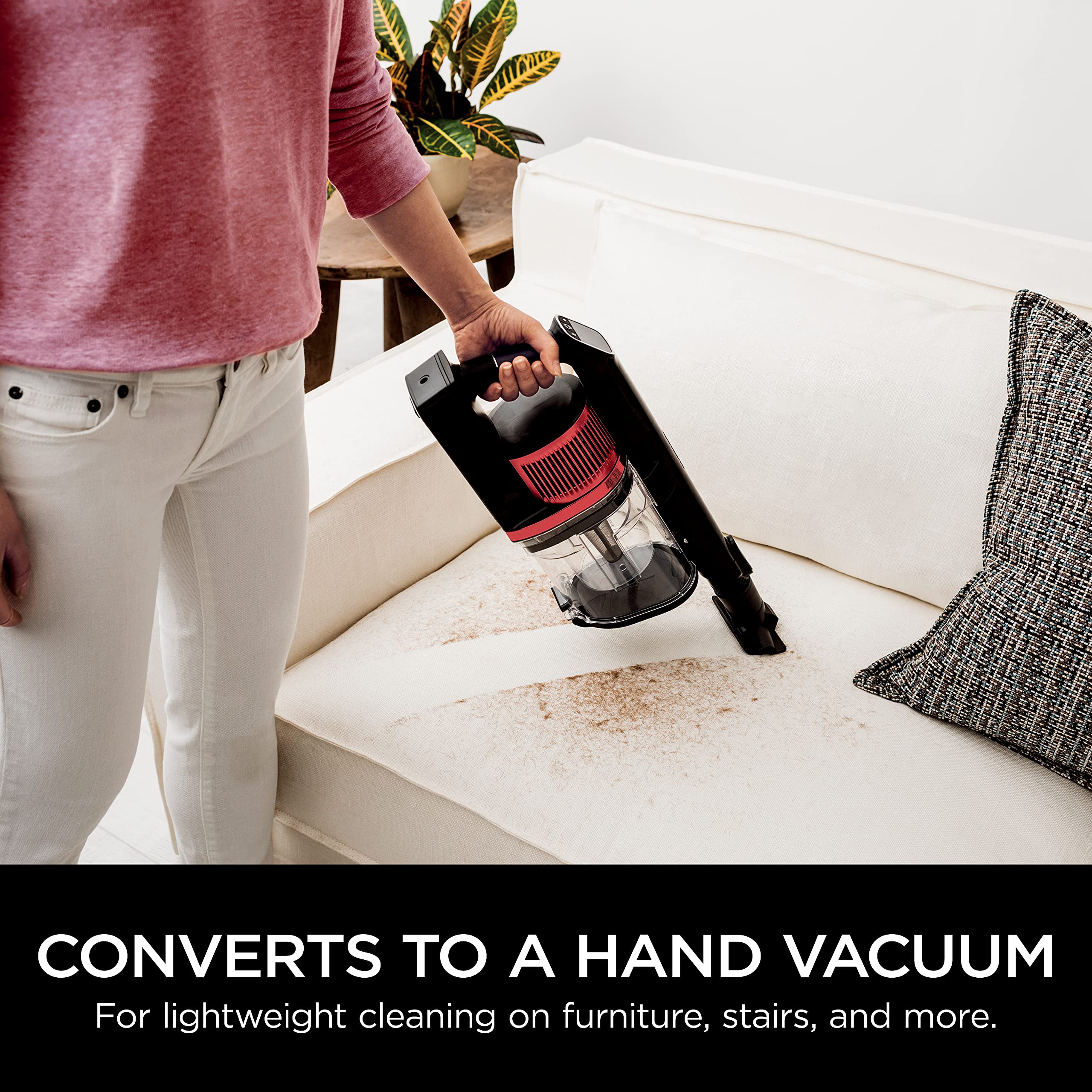 Shark IZ662H Vertex Pro Lightweight Cordless Stick Vacuum with IQ Display, DuoClean PowerFins & MultiFLEX, Includes Crevice Tool, Pet Multi-Tool & Anti-Allergen Dusting Brush, 60min Runtime, Black/Red