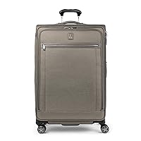 Travelpro Platinum Elite Softside Expandable Checked Luggage, 8 Wheel Spinner Large Suitcase, TSA Lock, Men and Women, Metallic Sand, Checked Large 29-Inch