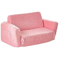 Cozee Flip-Out Sherpa 2-in-1 Convertible Sofa to Lounger for Kids, Pink