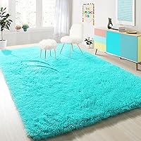 PAGISOFE Blue Fluffy Shag Area Rugs for Bedroom 5x7, Soft Fuzzy Shaggy Rugs for Living Room Carpet Nursery Floor Girls And Boys Dorm Room Rug