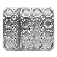 Baking with G&S Set of Two 12-Cup Muffin Pans, Gray, 230T