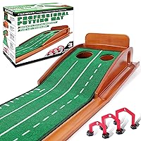 CHAMPKEY Two-Hole Golf Putting Mat with 3 Golf Putting Gates - Improves Putting Accuracy and Skill Levels- Ideal Golf Putting Green for Indoor and Outdoor Training