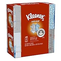 Kleenex Anti-Viral Facial Tissues, Cube Box, 68 Tissues per Cube Box, 4 Packs