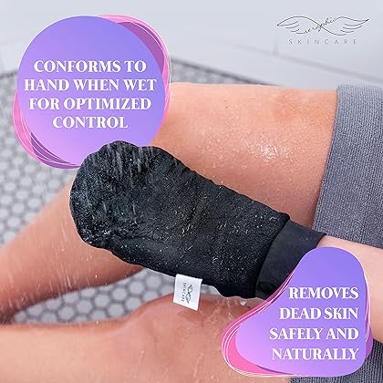Seraphic Skincare Korean Exfoliating Mitts (1pc) Microdermabrasion at Home, Exfoliating Gloves Visibly Lift Away Dead Skin, Great for Spray Tan Removal or Keratosis Pilaris, Made of 100% Viscose Fiber