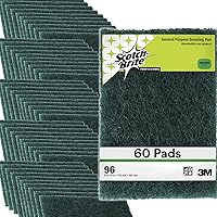 3M Scotch-Brite Scouring Pad 96, 60 Pads, 6” x 9”, General Purpose Cleaning, Food Safe, Non-Rusting, 20 Pads/Box, 3 Boxes/Case
