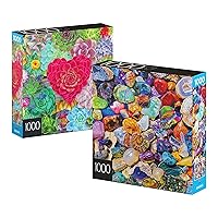 2-Pack of 1000-Piece Jigsaw Puzzles, Succulents & Rocks and Minerals | Puzzles for Adults and Kids Ages 8+, Amazon Exclusive