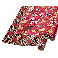 Papyrus Christmas Wrapping Paper Rolls, Holiday Chic and Santa's Best Friends Dog Print (2 Rolls, 60 sq. ft.)