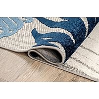 Rugshop Lucca Contemporary Floral Indoor/Outdoor Runner Rug 2' x 7' Navy