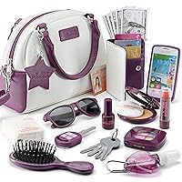 Little Girls Purse with Accessories and Pretend Makeup for Toddlers - My First Purse Set Includes Handbag, Phone, Wallet, Play Makeup and More Pretend Play Toys for Girls Age 3 +, Great Gift for Girls