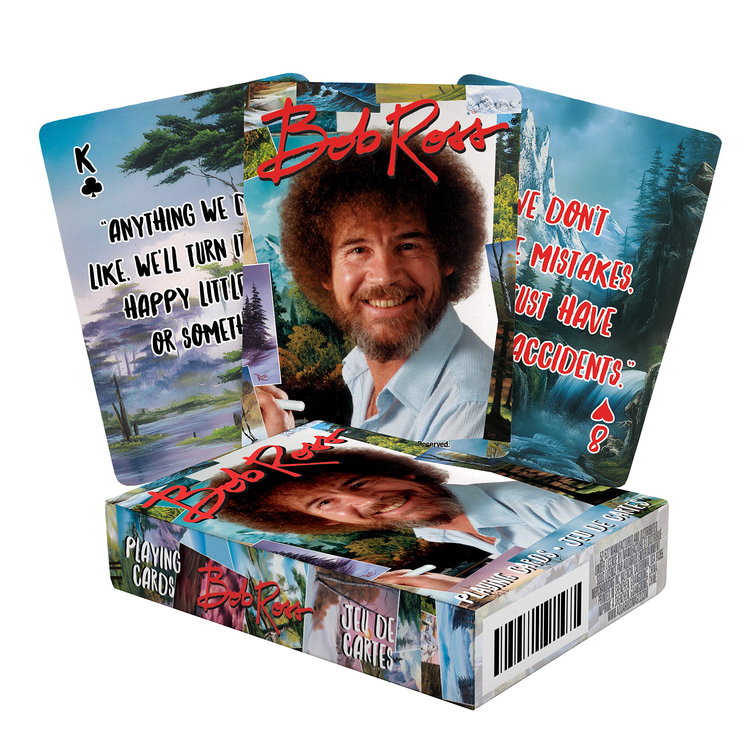 AQUARIUS Bob Ross Playing Cards - Bob Ross Quotes Deck of Cards for Your Favorite Card Games - Officially Licensed Bob Ross Merchandise & Collectibles