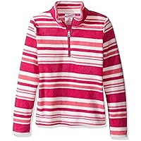 Dream Star Girls' Little Stand Collar Zip Neck Micro Fleece Pullover, Pink Stripe Pattern, S/4