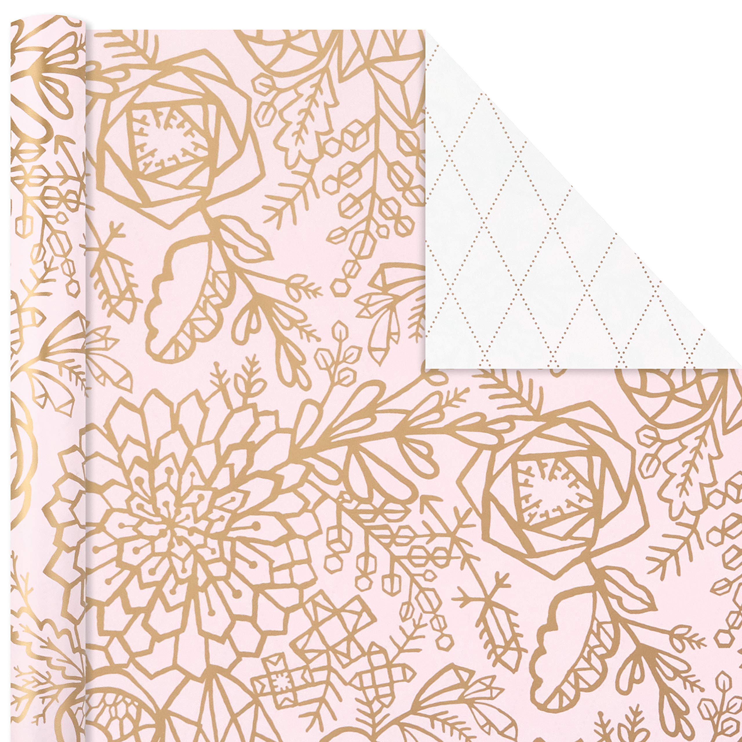 Hallmark All Occasion Reversible Wrapping Paper Bundle - Pastel & Metallic Celebrate (3-Pack: 75 sq. ft. ttl.) for Mother's Day, Weddings, Birthdays, Baby Showers, Bridal Showers or Any Occasion