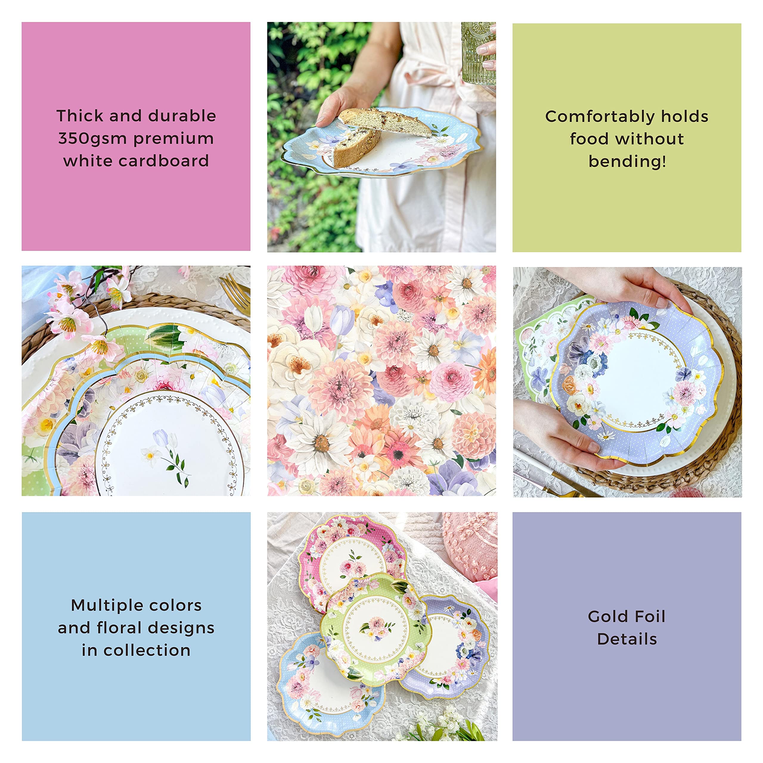 Tea Party Decorations Tableware Set by Kate Aspen (62 Pc, 16 Guests), Colorful Pastel Party Supplies for Bridal Showers, Baby Shower, Garden Party, Birthdays
