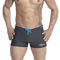 Mens Swim Trunks Nylon Swimwear Compression Swimsuit with Removable Pad