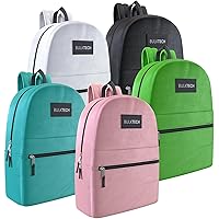 5 Pack Classic Backpacks in Assorted 5 Colors - Wholesale Bulk Bookbags for Kids, Ideal for Schools, Charities, and Organizations Seeking Durable and Reliable Backpacks