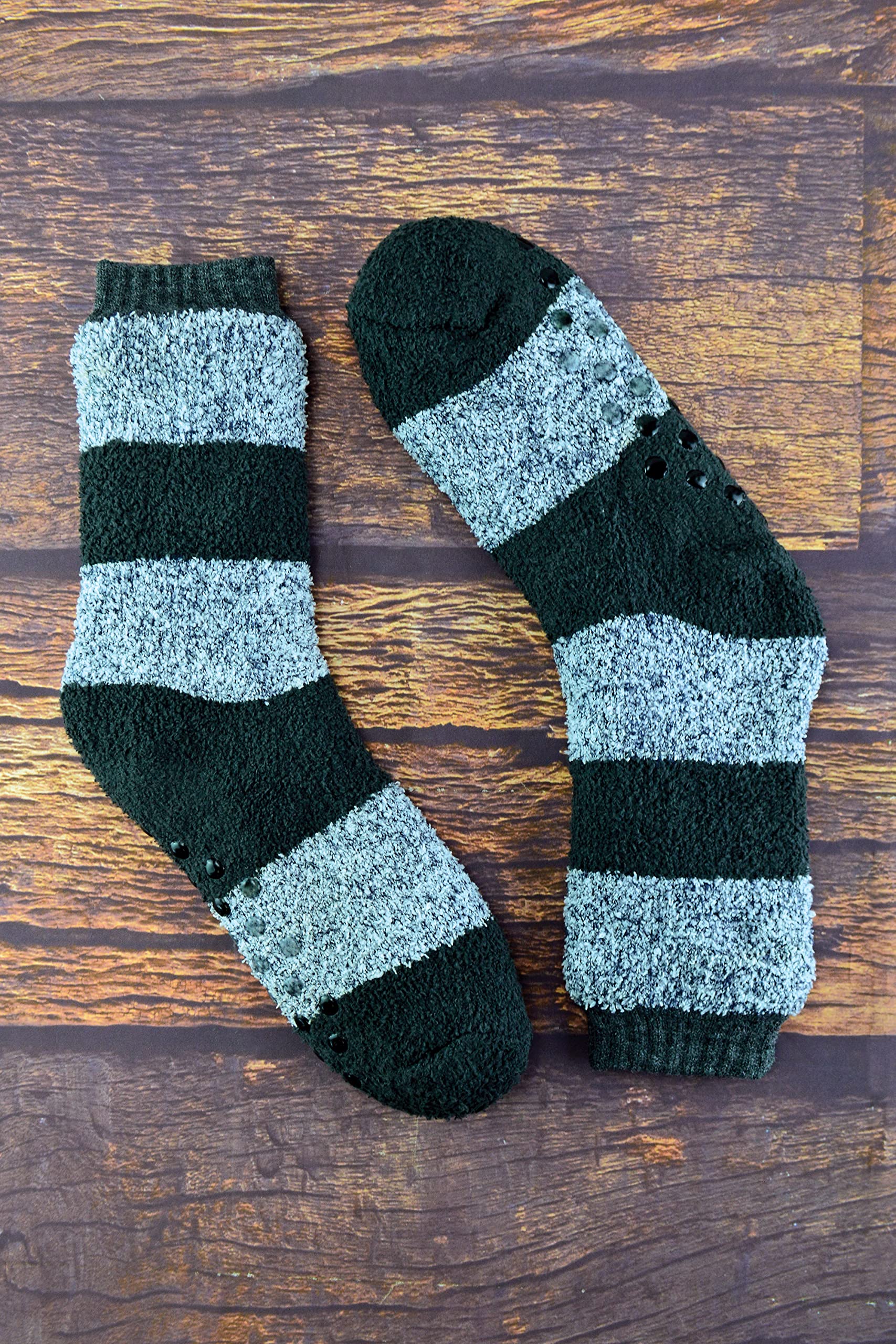 Mens Non Slipper Striped Slipper Socks | With Grippers | For Cold Weather