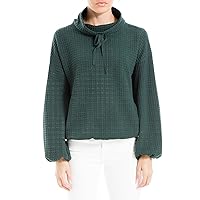 Max Studio Women's Cowl Neck Long Sleeve Waffle Knit Pullover