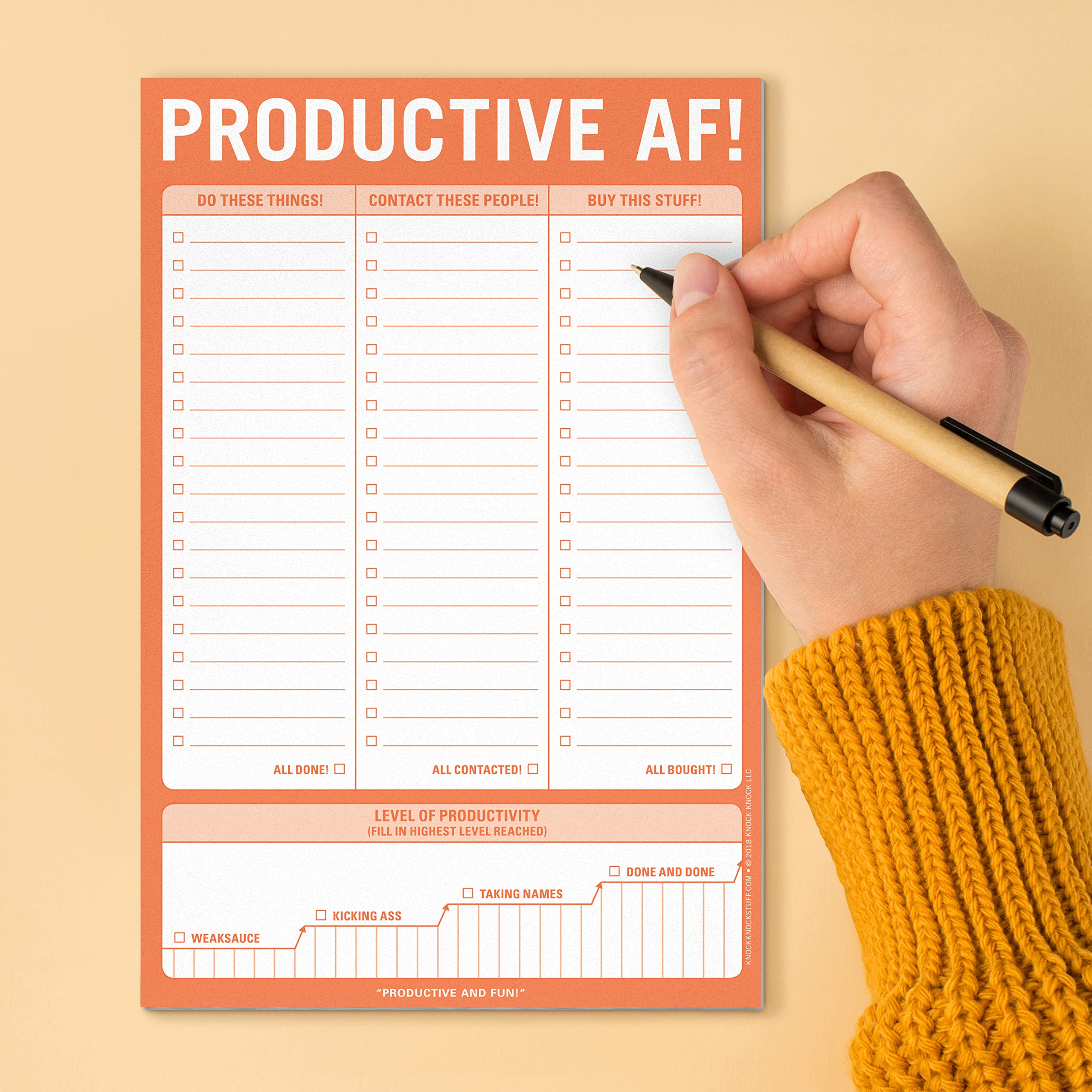 Knock Knock Productive AF! Pad, To Do List Note Pad, 6 x 9-inches