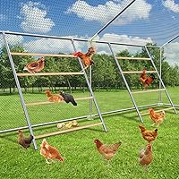 MEETWARM Chicken Perch, Chicken Coop Strong Roosting Bars for Backyard Poultry, Easy Installation & Cleaning, Large Chicken Roosting Ladder for Funny Chicken Toy, Galvanized and Log Material, 2PC