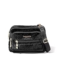 Baggallini Triple Zip Small Crossbody Bag for Women - 8x6 inch Convertible Fanny Pack Belt Bag - Lightweight Water-resistant