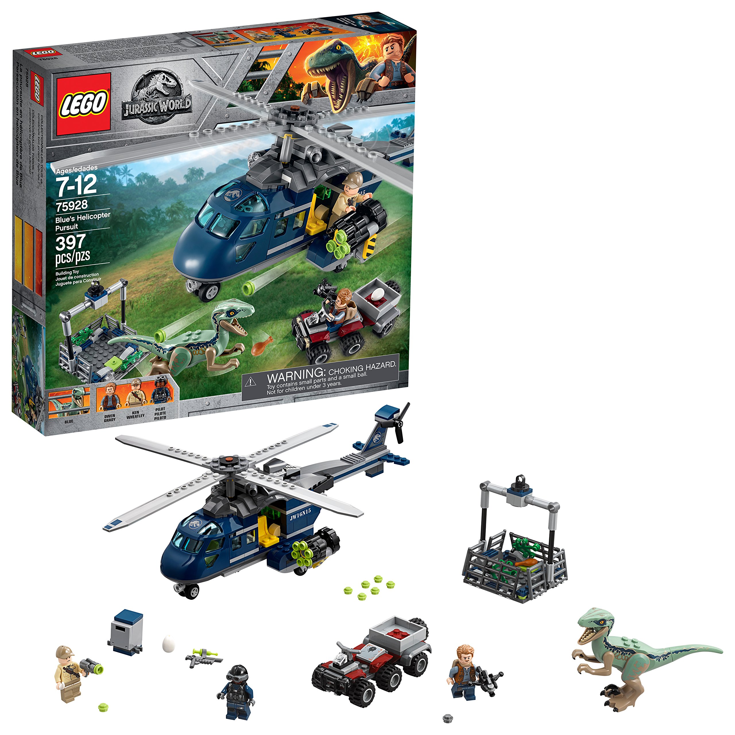 LEGO Jurassic World Blue's Helicopter Pursuit 75928 Building Kit (397 Pieces)