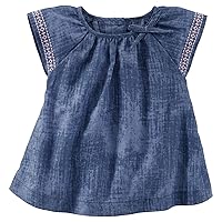 Oshkosh B'gosh Baby Girls' Super Soft Ruffle Sleeve Top Indigo Blue (6 Months)