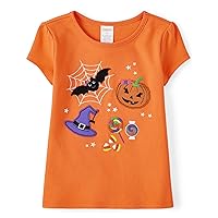 Gymboree Girls' and Toddler Fall and Holiday Embroidered Graphic Short Sleeve T-Shirts