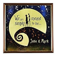 Nightmare Before Christmas Personalized Wedding Gift. Hand Engraved and Painted. Anniversary Valentine's Jack and Sally Wall Art on Real Brass or Copper. Metal Sign. Handmade with Love