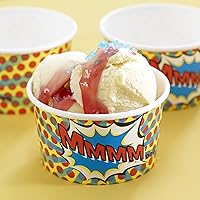 Ginger Ray Pop Art Party Ice Cream Paper Treat Tubs, 8 Pack