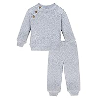 Lilax Baby Boy Outfit Pant Set, Solid Ribbed Knit Toddler Pullover Sweater & Pants Set